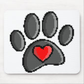 Retro 80er Video Game 8 Bit Pixel Art Dog Paw Mousepad (Vorne)