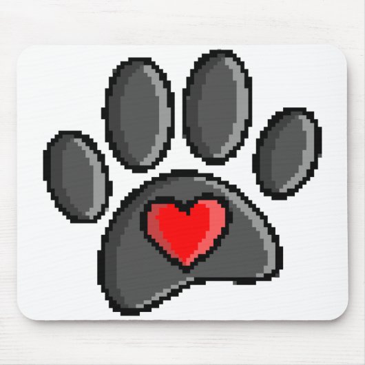 Retro 80er Video Game 8 Bit Pixel Art Dog Paw Mousepad (Vorne)