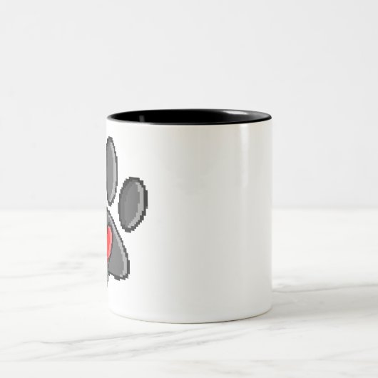 Retro 80er Video Game 8 Bit Pixel Art Dog Paw Zweifarbige Tasse (Mittel)