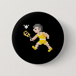Retro 80er Video Game Pixel Art Badminton Player Button