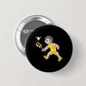 Retro 80er Video Game Pixel Art Badminton Player Button (Vorne & Hinten)