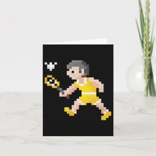 Retro 80er Video Game Pixel Art Badminton Player Karte
