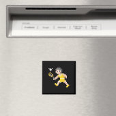 Retro 80er Video Game Pixel Art Badminton Player Magnet (In Situ (Geschirrspüler))
