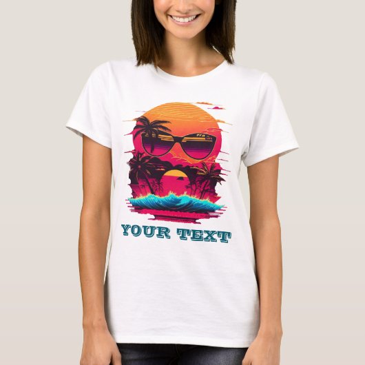 Retro-80er Vintage Palmenkaribbohne T-Shirt (Vorderseite)