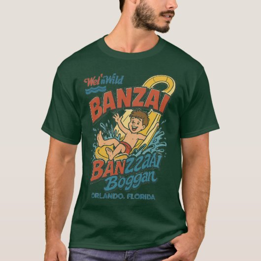 Retro 80er Wasserpark BANZAI ORLANDO, FLORIDA T-Shirt (Vorderseite)