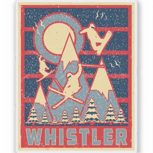 Retro 80er Whistler British Columbia Aufkleber (Vorderseite)