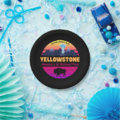 RETRO 80er YELLOWSTONE NATIONALPARK NEON VAPORWAVE Pappteller (Party)