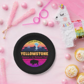 RETRO 80er YELLOWSTONE NATIONALPARK NEON VAPORWAVE Pappteller (Party)