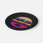 RETRO 80er YELLOWSTONE NATIONALPARK NEON VAPORWAVE Pappteller (Schrägansicht)