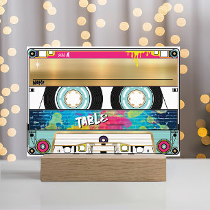Retro 80's 90er Hip Hop Gold Cassette Tape Wedding Platzkarte
