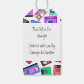 Retro 80's 90er Neon Gemustert Cassette Tapes Geschenkanhänger (Rückseite)