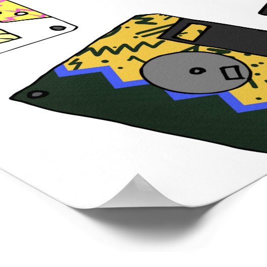 Retro 80's 90er Neon Gemustert Cassette Tapes Poster (Ecke)