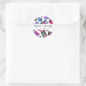 Retro 80's 90er Neon Gemustert Cassette Tapes Runder Aufkleber (Tasche)