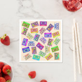 Retro 80's 90er Neon Gemustert Cassette Tapes Serviette (Beispiel)