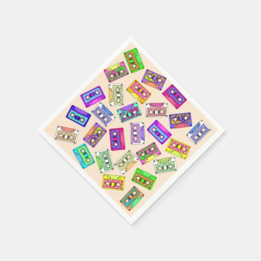 Retro 80's 90er Neon Gemustert Cassette Tapes Serviette (Ecke)