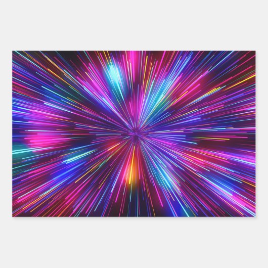 Retro 80s 90s Bright Pink Neon Glowing Lasers Geschenkpapier Set (Vorderseite)