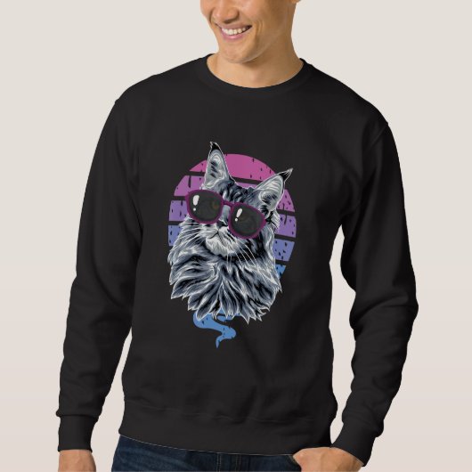 Retro 80s 90s Cat   I Do What I Want Cat Cute Cool Sweatshirt (Vorderseite)