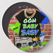Retro 80's/90's Hip Hop Baby Shower Button (Vorne & Hinten)