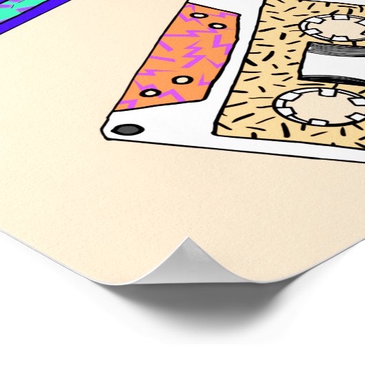 Retro 80's 90's Neon Patterned Cassette Tapes Poster (Ecke)