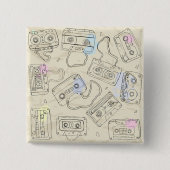 Retro 80s 90s Nostalgic Cassette Mix Tape Pattern Button (Vorderseite)