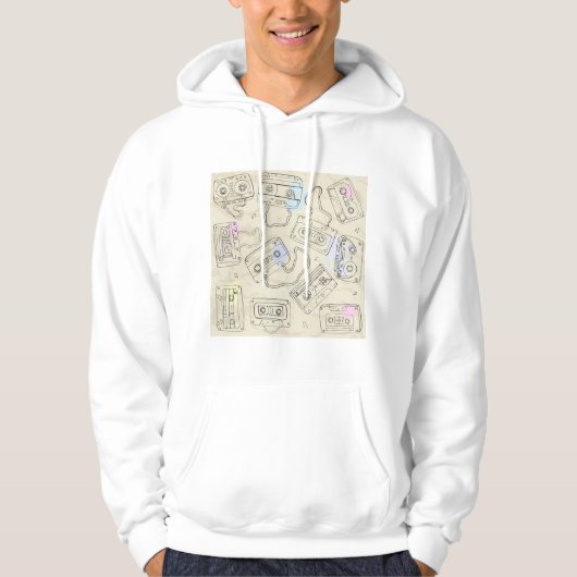 Retro 80s 90s Nostalgic Cassette Mix Tape Pattern Hoodie (Vorderseite)