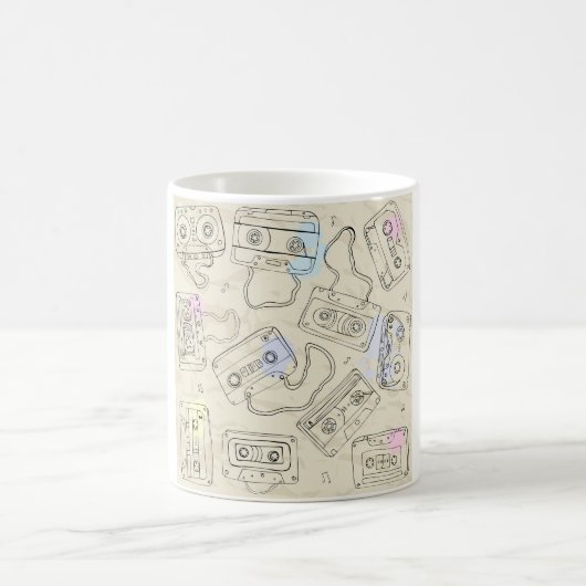 Retro 80s 90s Nostalgic Cassette Mix Tape Pattern Kaffeetasse (Mittel)