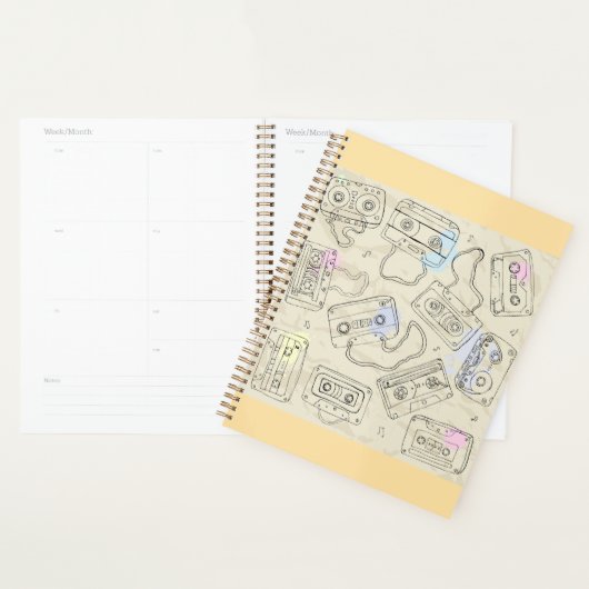 Retro 80s 90s Nostalgic Cassette Mix Tape Pattern Planer (Anzeige)