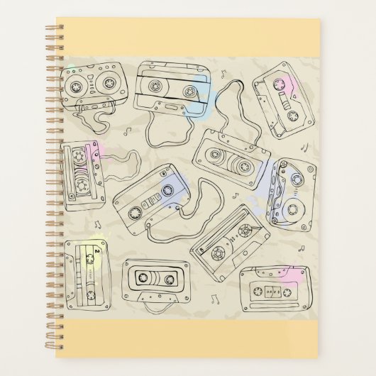 Retro 80s 90s Nostalgic Cassette Mix Tape Pattern Planer (Vorderseite)