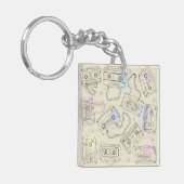 Retro 80s 90s Nostalgic Cassette Mix Tape Pattern Schlüsselanhänger (Vorderseite links)