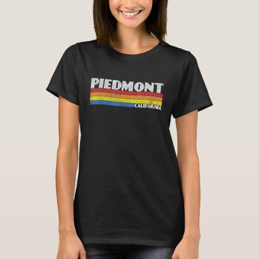 Retro 80s California CA Souvenir Piedmont T-Shirt (Vorderseite)