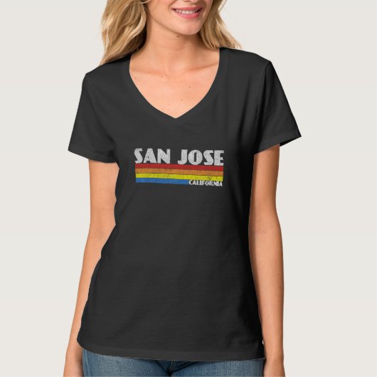 Retro 80s California CA Souvenir San Jose T-Shirt (Vorderseite)