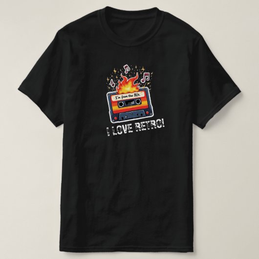 Retro 80s Cassette Tape T-Shirt – I Love Retro (Design vorne)