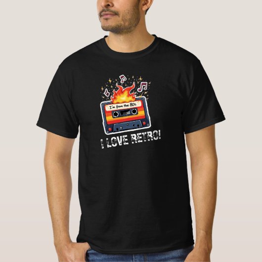 Retro 80s Cassette Tape T-Shirt – I Love Retro (Vorderseite)