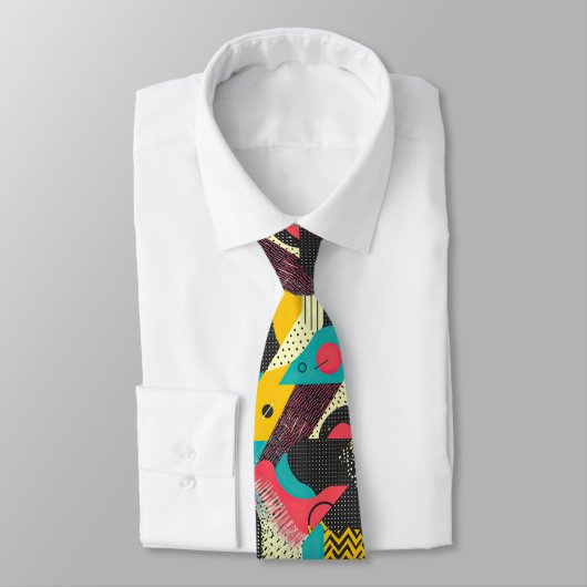 Retro 80s Custom Tie – Elegant Fashion Krawatte (Gebunden)