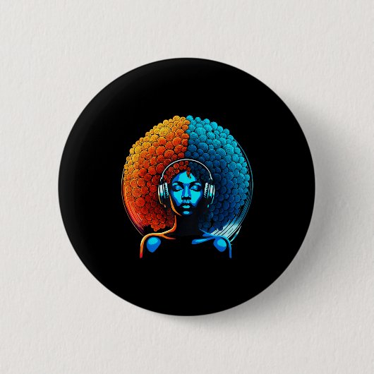 Retro 80s Funk Afro Girl Disco Soul African Americ Button (Vorderseite)