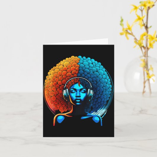 Retro 80s Funk Afro Girl Disco Soul African Americ Karte (Gelbe Blume)