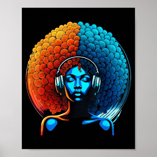 Retro 80s Funk Afro Girl Disco Soul African Americ Poster (Vorne)