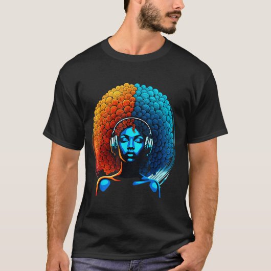 Retro 80s Funk Afro Girl Disco Soul African Americ T-Shirt (Vorderseite)