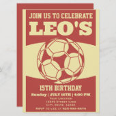 Retro 80's Fußball Geburtstag Einladung (Vorne/Hinten)