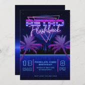 Retro 80's Futuristic Grid Geburtstag Einladung (Vorne/Hinten)