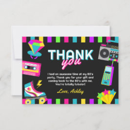 Retro 80's Geburtstagsparty Danke-Karte Dankeskarte