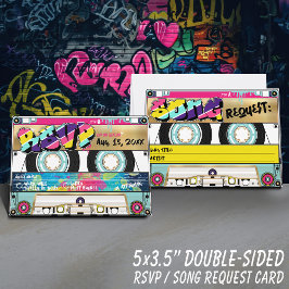 Retro 80's Hip Hop Gold Kassettenband Hochzeit RSV RSVP Karte