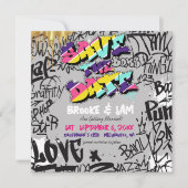 Retro 80's Hip Hop Graffiti Hochzeit speichern das Save The Date (Vorderseite)