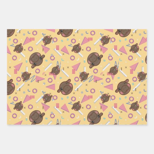 Retro 80's Hippo Geschenkpapier Set (Vorderseite 3)
