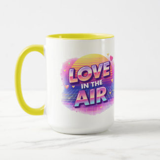 Retro 80's Love In The Air Valentine Lover Candle Tasse
