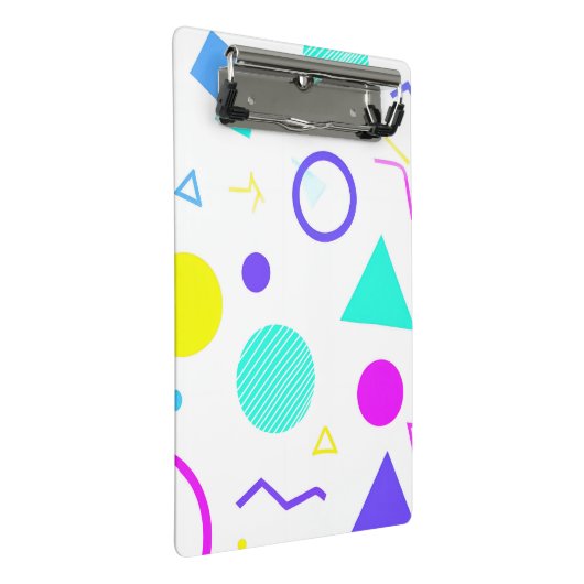 Retro 80s Memphis Geometric Pattern Mini Klemmbrett (Schrägansicht)