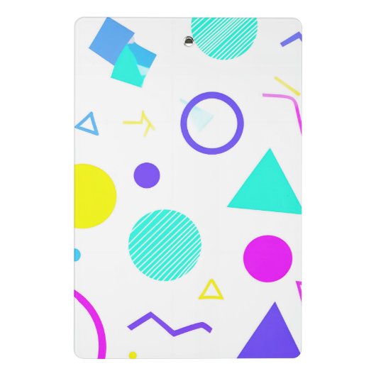Retro 80s Memphis Geometric Pattern Mini Klemmbrett (Rückseite)