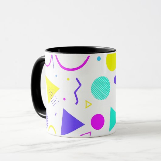 Retro 80s Memphis Geometric Pattern Tasse (Vorderseite Links)