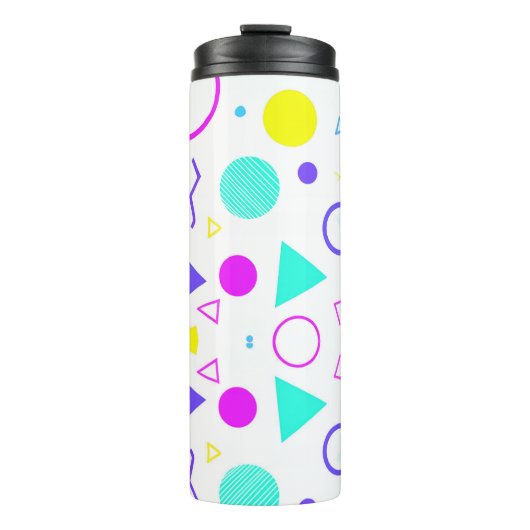 Retro 80s Memphis Geometric Pattern Thermosbecher (Vorderseite)
