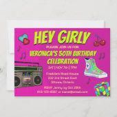 Retro 80's neon Geburtstag Einladung (Vorderseite)